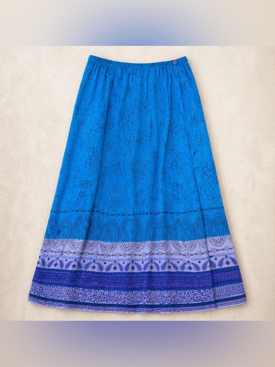 Mix Noveau Dresses & Skirts - Mix Nouveau Blue Floral Wrap Maxi Skirt Size M